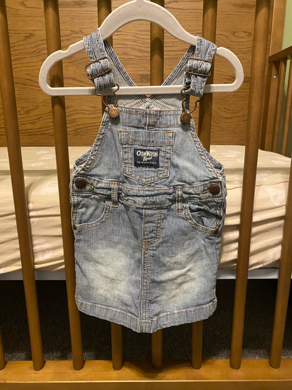 OshKosh B'gosh Faded Light Blue Denim Overall Dress